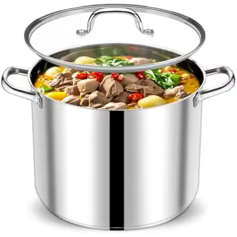 P&P CHEF 20 QT Stock Pot with Lid, Stainless Steel Large Cooking Pot, Soup Canning Stockpot for Stew