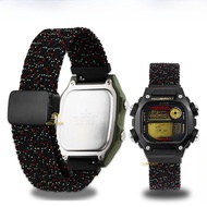 สายนาฬิกาผ้าไนลอนทอ Bando สำหรับ Casio DW-291H/DW-290 W-218H/W-219H สายนาฬิกาหนังสานแบบกลางๆ สำหรับผ