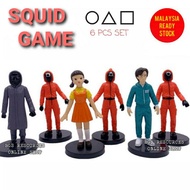 READY STOCK✌ 6PCS SQUID GAME FIGURE FAMOUS MOVIES CHARACTER FRONT MAN 456 TOY SQUID GAME TOYS AS CAK