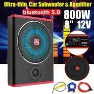 12V Car Amplifier Subwoofer 8” 600W Car Audio Slim Under Seat Active Subwoofer Bass Speaker Car Subw