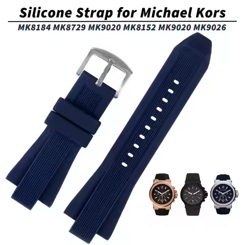 Silicone Watch Band for Michael Kors MK8184 MK8729 MK9020 MK8152 MK9020 MK9026 Soft Watch Strap Men 