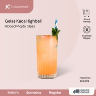 Glass coffee tea drink highball ribbed mojito glass 400ml LJB010