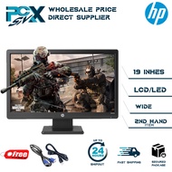 PC Monitor HP 19 Inches Wide LED / LCD Refurbished Computer Desktop Monitor with Free VGA Cable and 