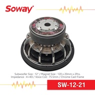 Soway SW12-21 ลำโพง ซับวูฟเฟอร์ ขนาด 12นิ้ว แม่เหล็ก 170x20mm 2ชั้น Voice Coil 75.5mm 4+4Ω 1600W โครงหล่อโครเมี่ยม 1ดอก Subwoofer เครื่องเสียงติดรถยนต์