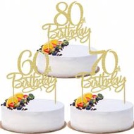 1Pc 60th 30th 40th 50th 70th 80th Birthday Cake Decorations, Glitter Happy 60th 30th 40th 50th 70th 
