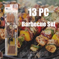 BBQ Skewer Set Camping Barbecue Rod Ayam Kepak Daging Satay Cucuk Bakar Grill Fork Reusable Stick