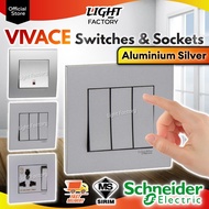 💥PROMOTION💥 SIRIM Schneider Vivace Switches Silver KB15 KB31/1 KB32/1 KB31D20NE Universal Socket Doo