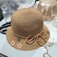 1/2/3/4/5/6 Years Old Children Bucket Straw Hat Candy Color Laced-Up Bow Small Daisy