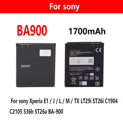 1700m BA900 Battery for sony Xperia E1 / J / L / M / TX LT29i ST26i C1904 C2105 S36h ST26a BA-900 Ba
