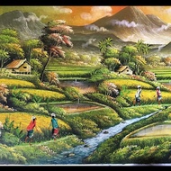 Lukisan Kanvas Pemandangan Nuansa Sunset Istimewa Model Terbaru (Ukuran 2X1 Meter) Asli 100%