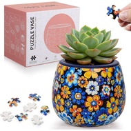 3D Puzzle Planter - Unique 3D Puzzle Vase, Home Decor Flower Pots for Indoor Cactus, Succulents Pots