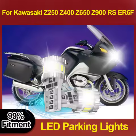 2PCS W5W Canbus White LED Motorcycle Position Parking Light FOR Kawasaki Z250 Z400 Z650 Z900 RS ER6F