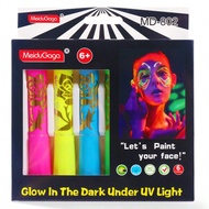 ดินสอสีเทียนเรืองแสง 6 สี เรืองแสงในที่มืด - ภายใต้แสง UV - สีสันสดใสสำหรับเพ้นท์หน้าและร่างกายในช่ว