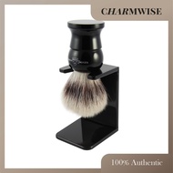 Edwin Jagger Imitation Ebony Synthetic Fill Shaving Brush with Stand