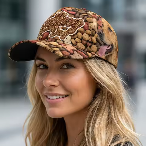 Golden Retriever Dog Baseball Caps Pet Fluffy Puppy Streetwear Hip Hop Canine Hats Trucker Smiling P