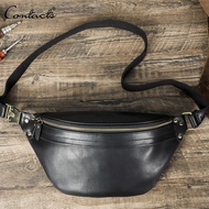 CONTACTS Genuine Leather Waist Pack for Men Travel Fanny Belt Bag Luxury Designer Crossbody Bag Ches