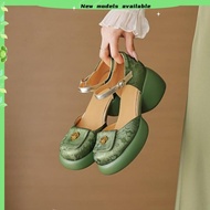 Chinese high heels elle heels Gaya kebangsaan Cina baru sandal Baotou bertumit tebal tebal tebal wan