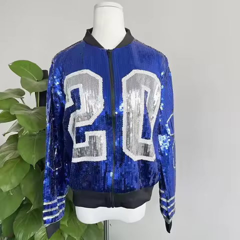 Greek Zip Up Long Sleeve Sporty Bat Sleeved Sorority Zeta Phi Beta Inspired 20 ZPB Sequin Jacket