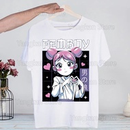 Femboy Korea Fairycore Goth T-shirt Musim Panas Lelaki/Wanita Hip Hop Cetakan Lucu Tshirt Streetwear