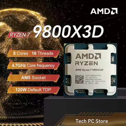 NEW AMD Ryzen 7 9800X3D 4.7GHz L3=96M Processor 120W 8-Core 16-Thread R7 9800X3D Socket AM5 4NM DDR5