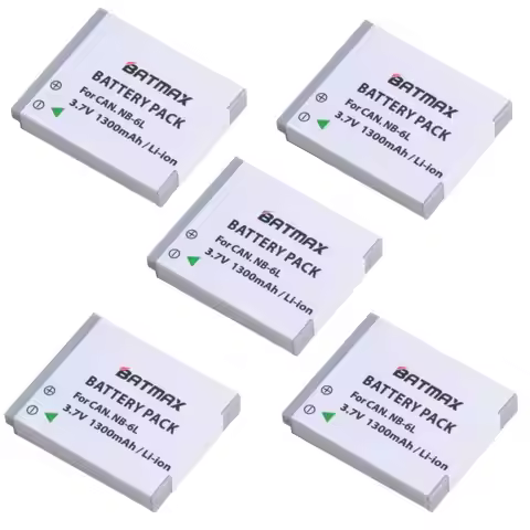 Batmax 5pcs NB-6L NB-6LH 1300mAh Battery For Canon Power-shot SX520 HS SX530 SX600 SX610 SX700 SX710