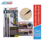 Ballpoint Gel Hi-Tech-H Fun Color Kenko [1 Pack/0,28 mm] / Alat Tulis Sekolah / Pena 1 Lusin / Pulpe