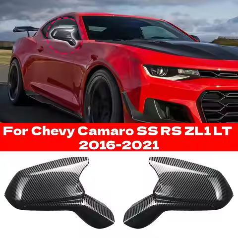 Horn Style Side Rearview Mirror Cover Cap Adhesive Trim For Chevy Camaro SS RS ZL1 LT 2016-2021 Exte