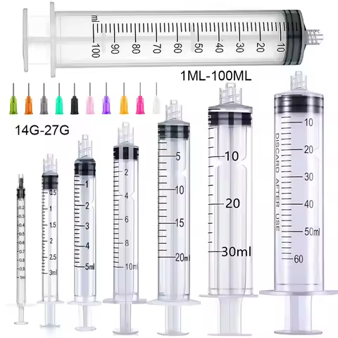 25-2Pcs 1ml-100ml Plastic Reusable Luer Lock Syringe For Lab Measuring Feeding Animal Kithchen Tool 