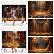 Black Gold Glitter Photography Backdrops Golden Shiny Curtain Light Bokeh Backgrounds For Birthday W