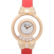 [Pre-owned] Chopard Happy Diamonds Watch 209425-5001 White Shell K18PG (Pink Gold) Leather Strap Hap
