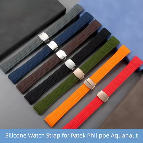 High-quality curved silicone watch strap For original PATEK PHILIPPE AQUANAUT 5167A 5168G 5164 5968 