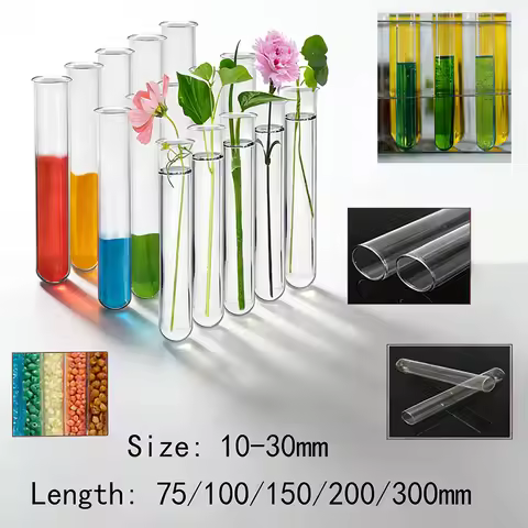 5 pieces of glass transparents test tube 75mm-300mm borosilicate U-shaped bottom laboratory school e