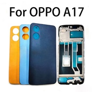 For OPPO A17 CPH2477 LCD Front Frame Bezel Back Battery Cover Parts Rear Case Housing Center Cover