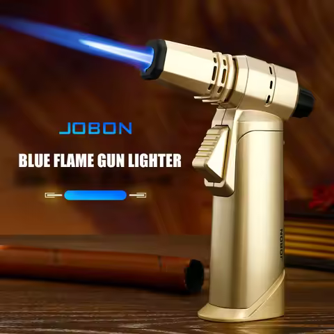 JOBON Blue Flame Gun Lighter Adjustable Flame Locking Flame Function 360° Can inverted to use Multi-