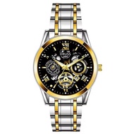 HM Watch For Men Waterproof Original Stainless Steel Quartz Calendar Luminous Gold White Wrist Watch