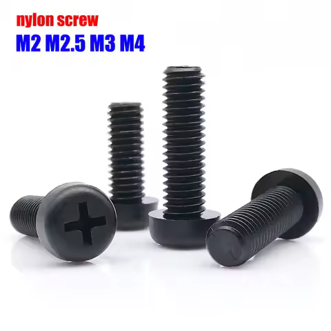 50pcs M2 M2.5 M3 M4 GB818 Black Nylon Plastic Insulating Cross Recessed Phillips Pan Round Head Bolt