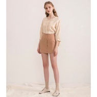 Beige checker button blouse