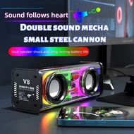 RGB light V8 Bluetooth speaker  dual speaker subwoofer speaker 3D surround Bluetooth transparent spe