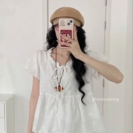 Áo babydoll thô boil phối cổ bèo tay bồng #499 HAVANA AO417