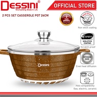 DESSINI ITALY Granite Die Cast Aluminium Non Stick Casserole Pot Bowl Deep Fry Pan Cookware Tool (24