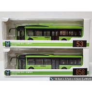 1:110 scale Singapore Green Man A22 bus model, service 53/858