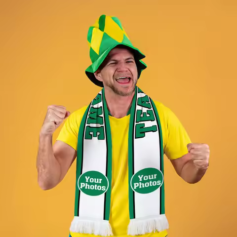 1pc Custom White-Green Striped Team Scarf,Custom Text/Photo,Fan Party Fashion,for Stadium Matches & 