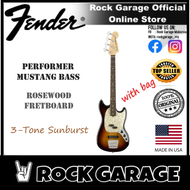 Fender American Performer Mustang Bass Guitar, Rosewood Fretboard - 3-Tone Sunburst