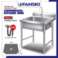 Stainless Steel Kitchen Sink With Sink Stand Sinki Dapur Besi Dengan Kaki Commercial Use Single Bowl