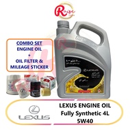 ( COMBO SET ) New Lexus 5W40 API-SN Fully Synthetic Engine Oil 4L Toyota Motor Oil + Oil Filter