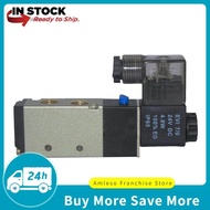 [amleso] โซลินอยด์วาล์วเปิด-ปิดลม DC 24V  5 พอร์ต 2 ตำแหน่ง 4v210-08