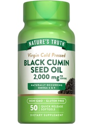 Nature's Truth Black Cumin Seed Oil 2000 mg | 50 Softgels | Cold Pressed Pills | Non-GMO, Gluten Fre