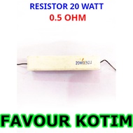 RESISTOR 0.5 0R5 OHM 20 WATT 5 PERCENT R 20W 20 W R20W FVKOTIM CHALK