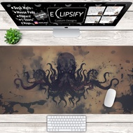 Kraken Mouse Pad, Kraken Desk Mat, Brown Desk Mat, Minimalist, Ocean, Ink, MTG Play Mat, Mythical Creature Desk Mat, Gaming Mouse Pad