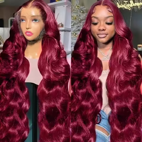 Human Hair Wigs Body Wave 99J Burgundy Wigs 40 46 inch 13x4 13x6 HD Transparent Lace Full Frontal Pr